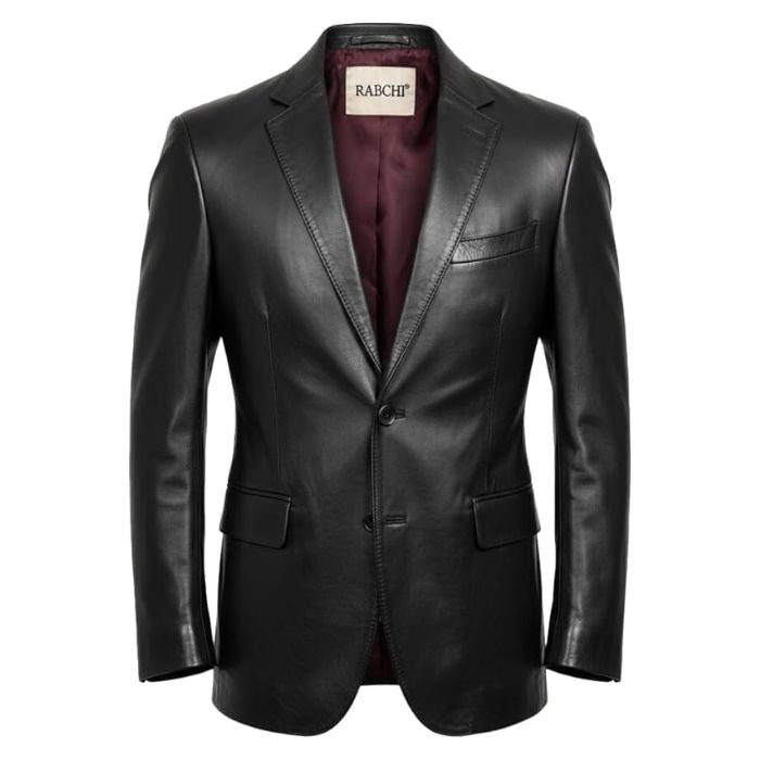 Men’s Lambskin Leather 2 Button Blazer