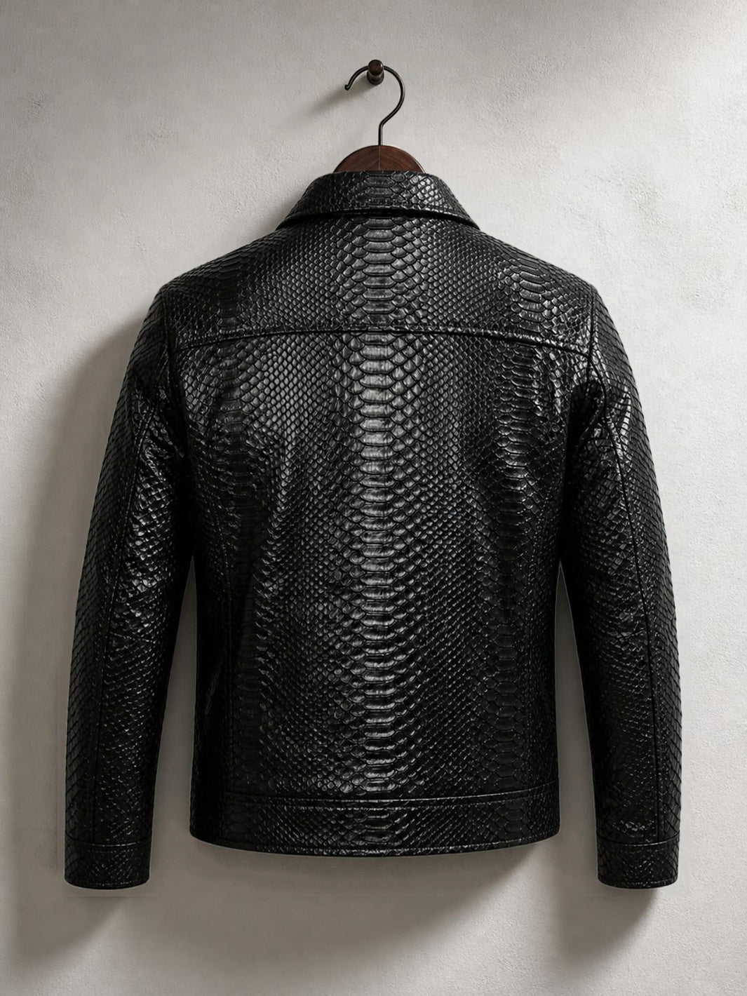 Python-Embossed Leather Jacket