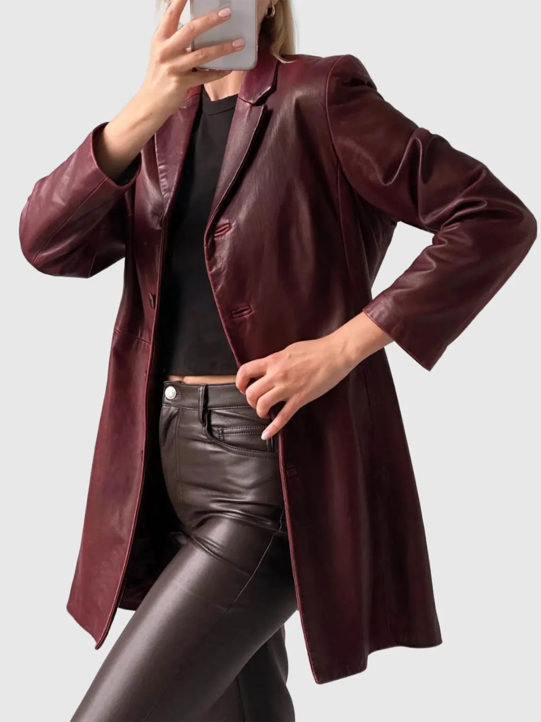 Women's Leather Car Coat