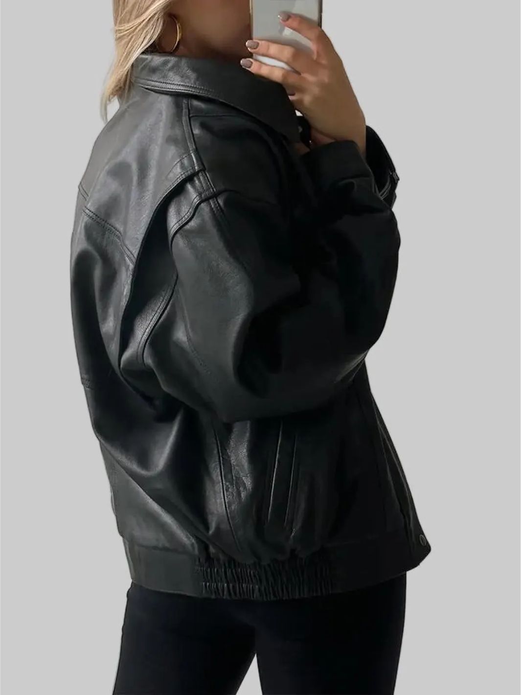 Oversized Retro Leather Jacket