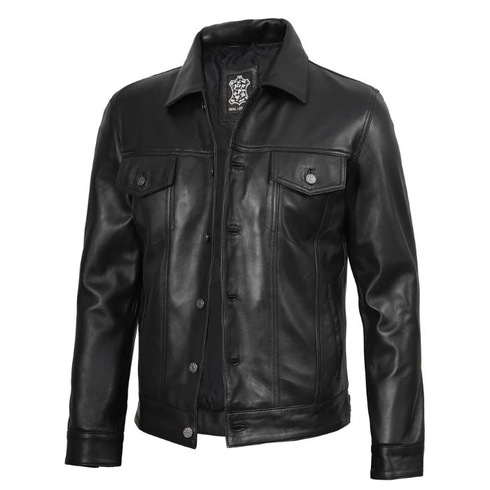 Men's Lambskin Leather Trucker Jacket
