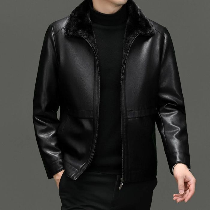 Men’s Black Shearling Lined Leather Jacket