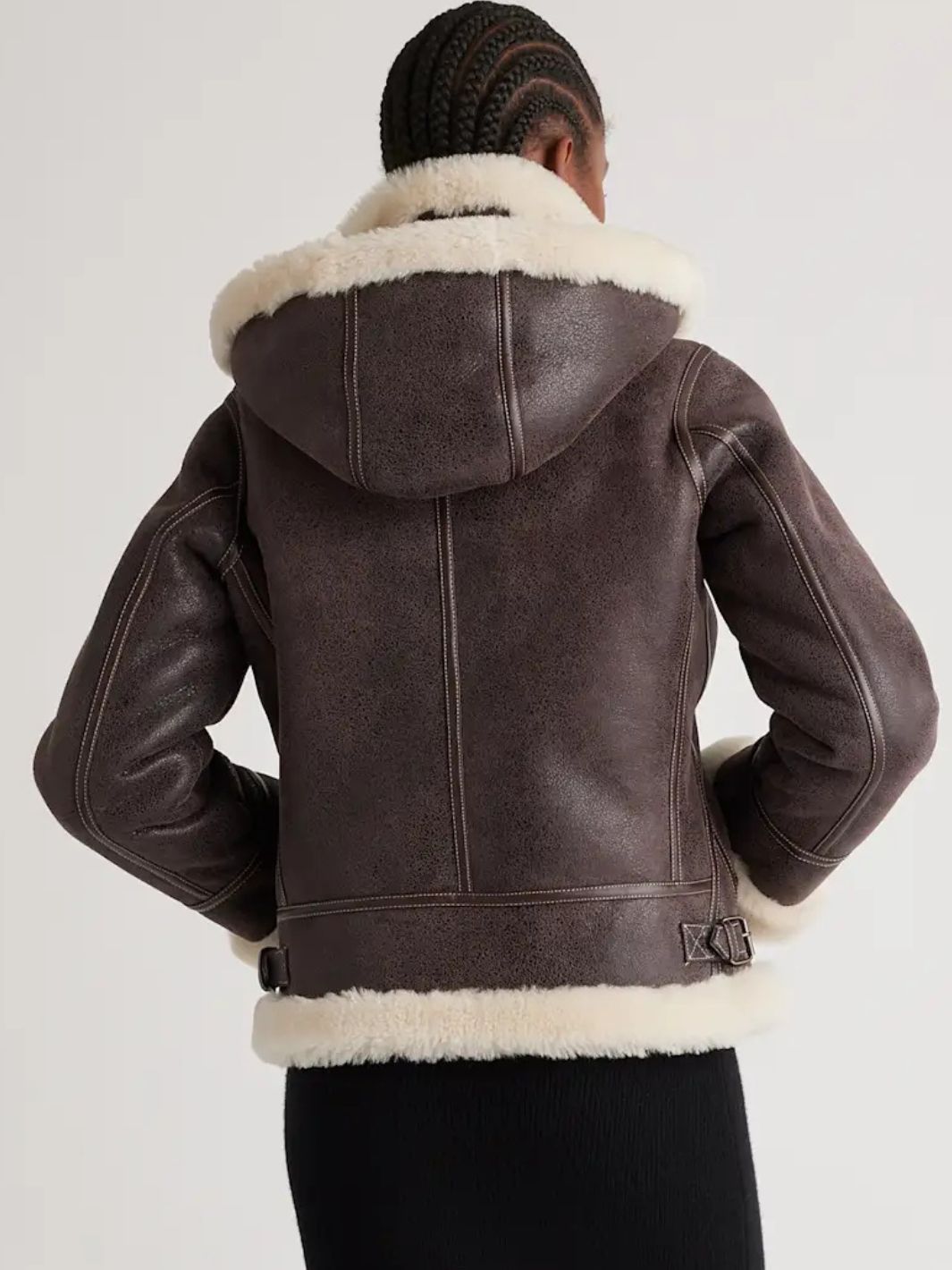 Shearling Bomber Jacket with Removeable Hood