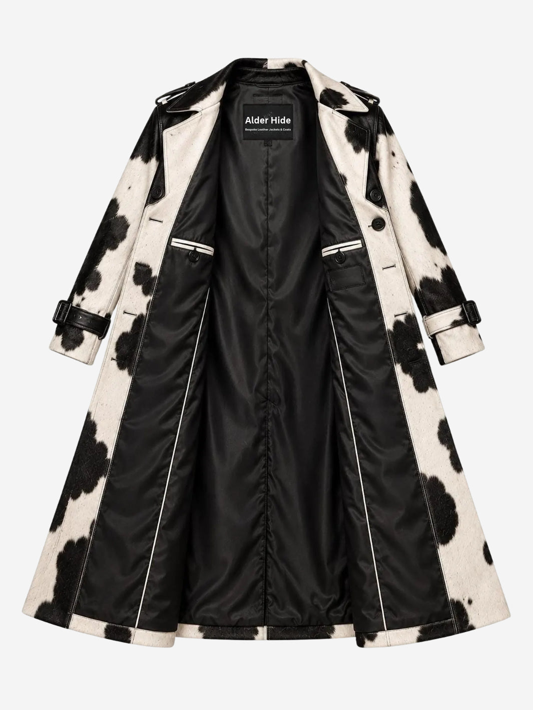 Hair-On Calfskin Leather Trench Coat