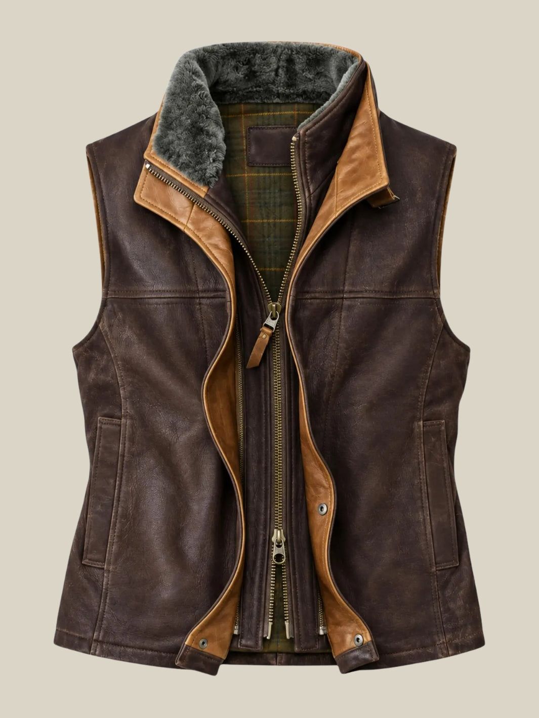 B3 Aviator Fur Collar Motorcycle Vest