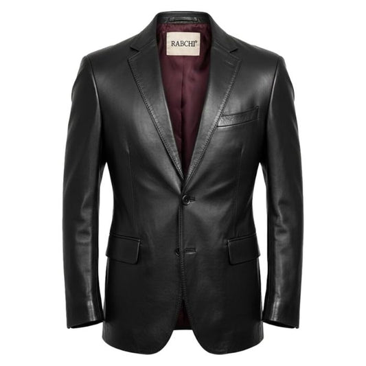 Men’s Lambskin Leather  2 Button Blazer