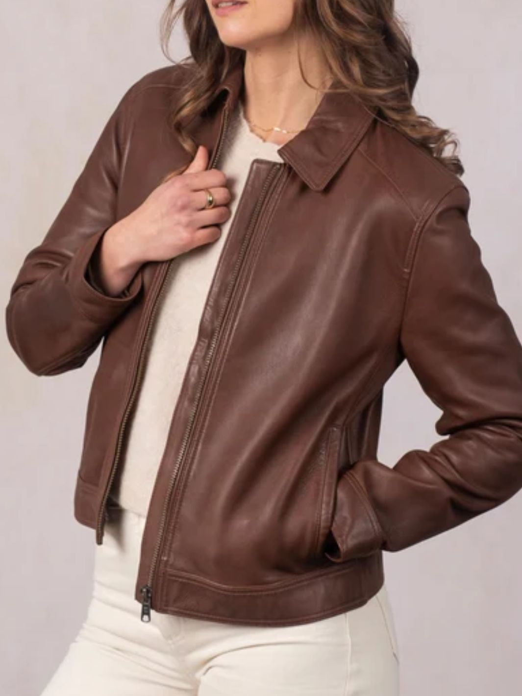 Collared Leather Jacket