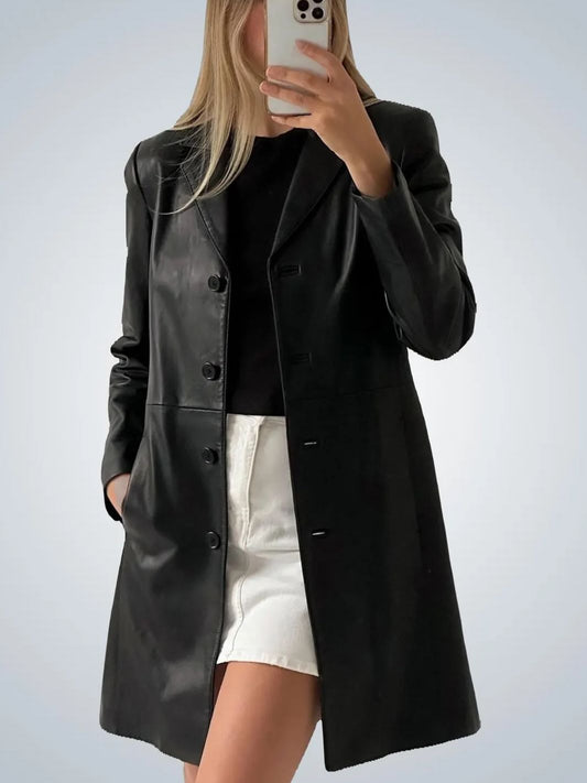 Women's Leather Car Coat