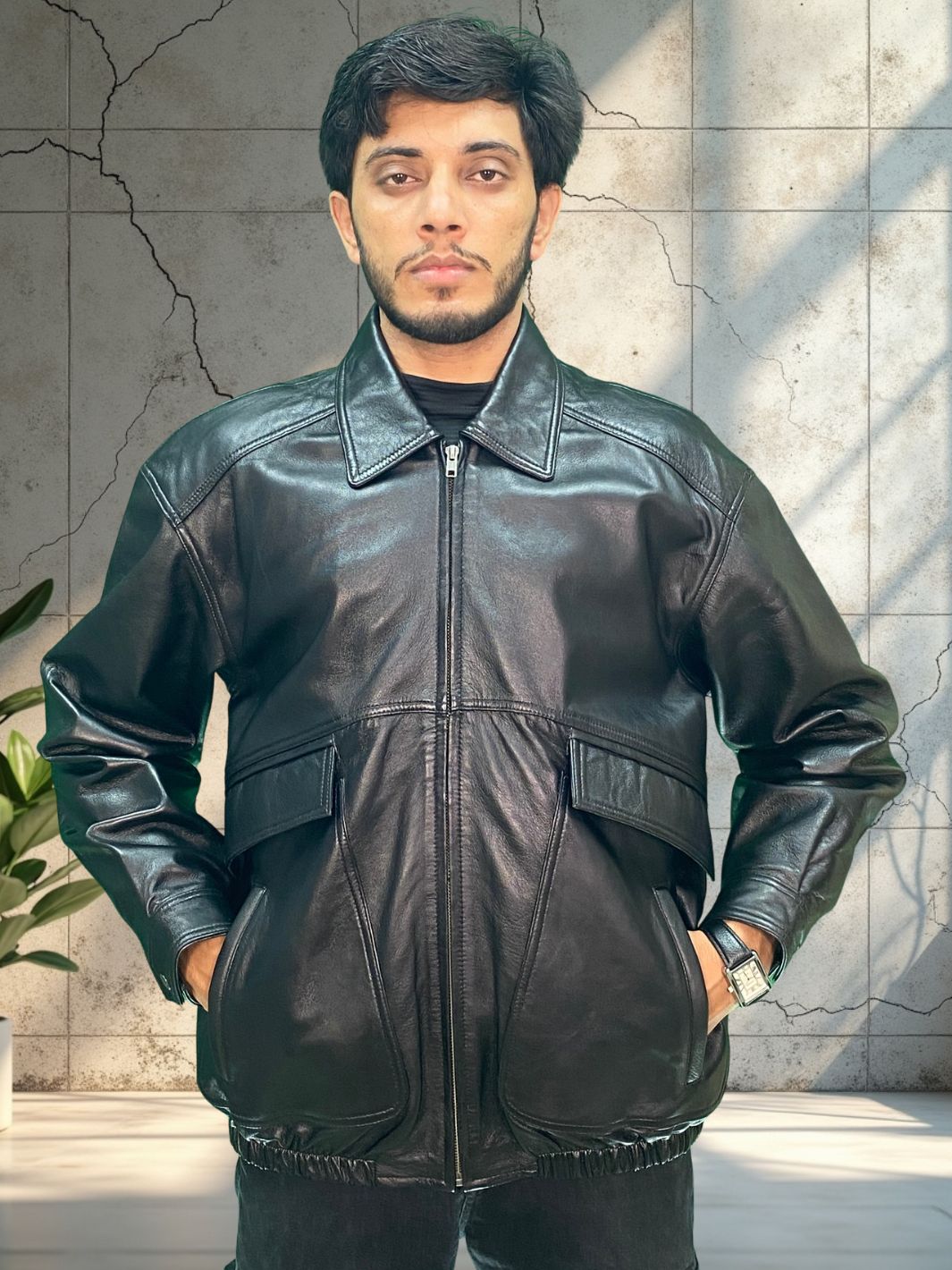 Oversized Retro Leather Jacket