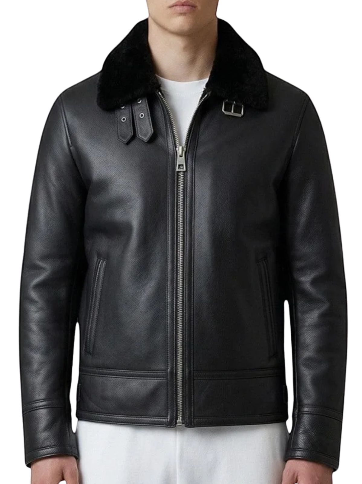 Classic Pilot Jacket with Shearling Collar