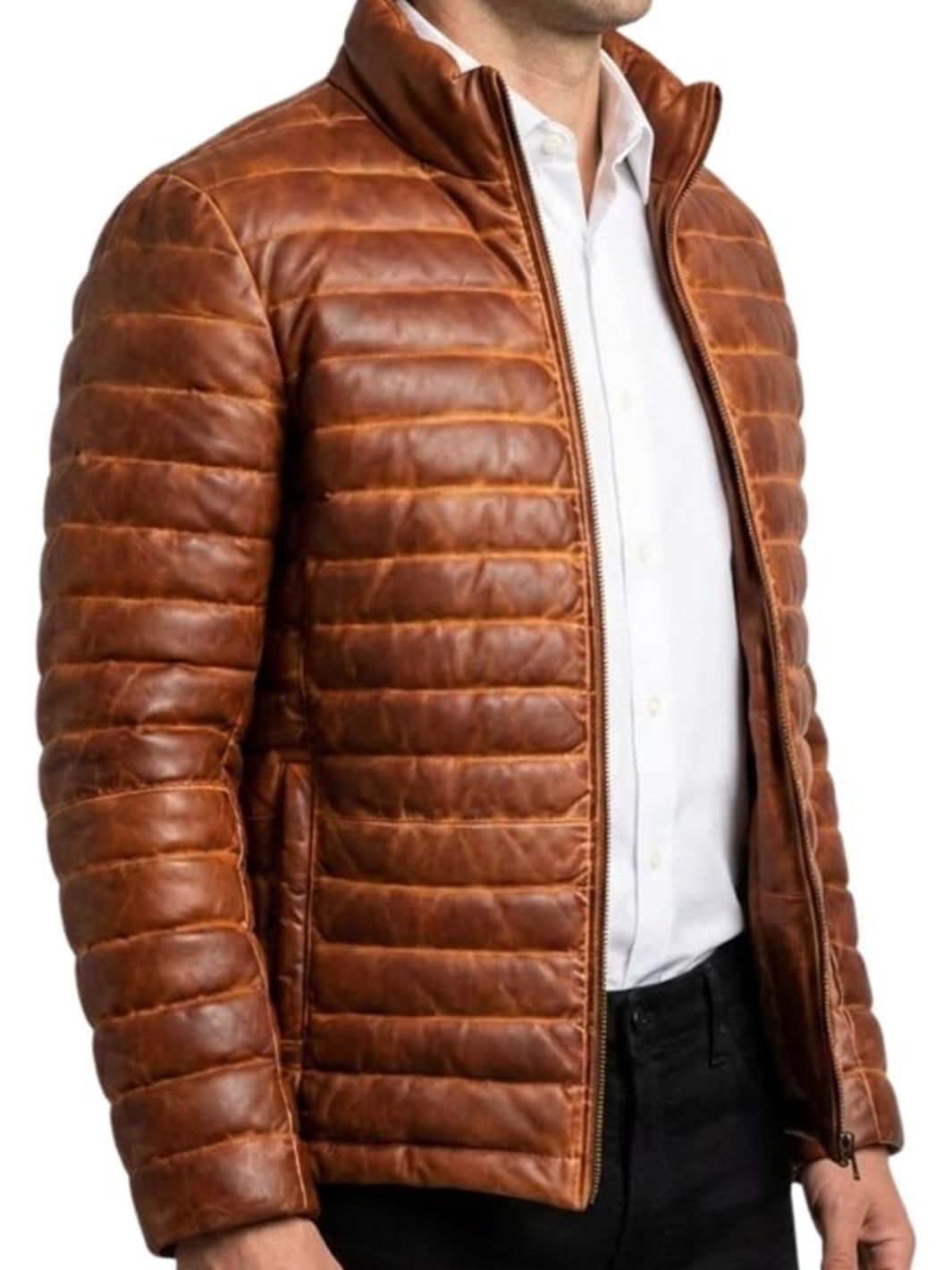 Classic Leather Puffer Jacket