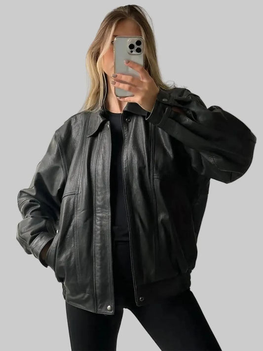 Oversized Retro Leather Jacket