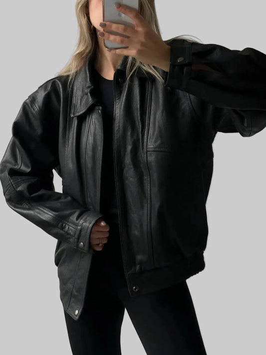 Oversized Retro Leather Jacket