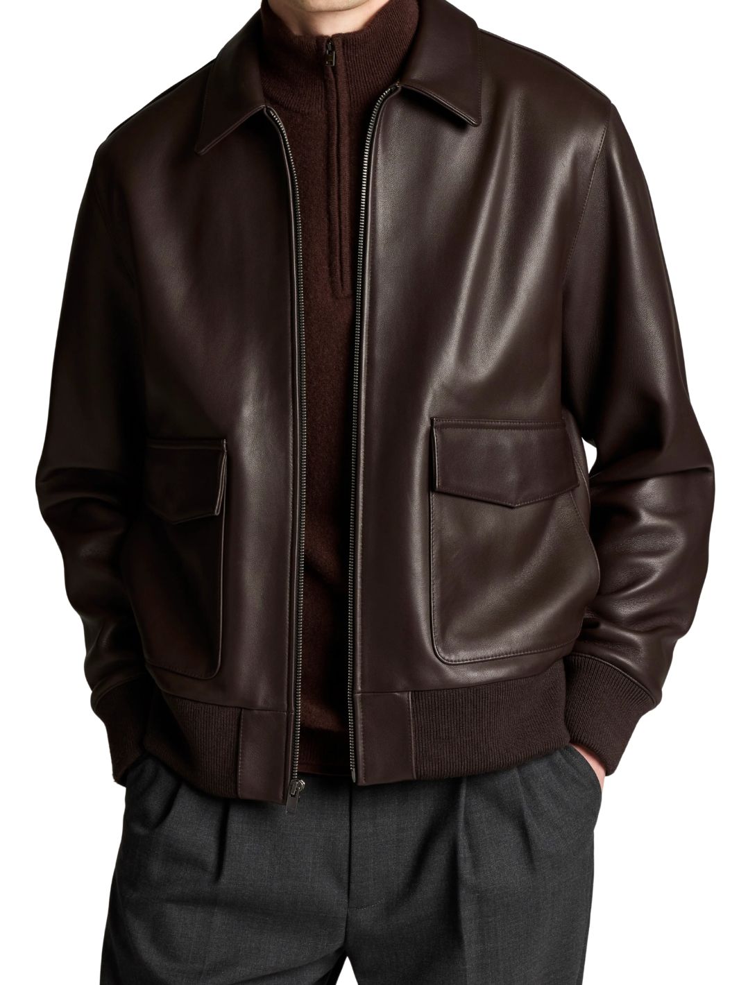 Aviator Leather Jacket (Plain Leather)
