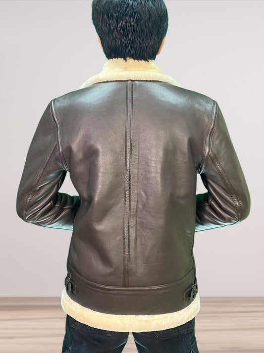 Men's Brown Shearling Leather Jacket