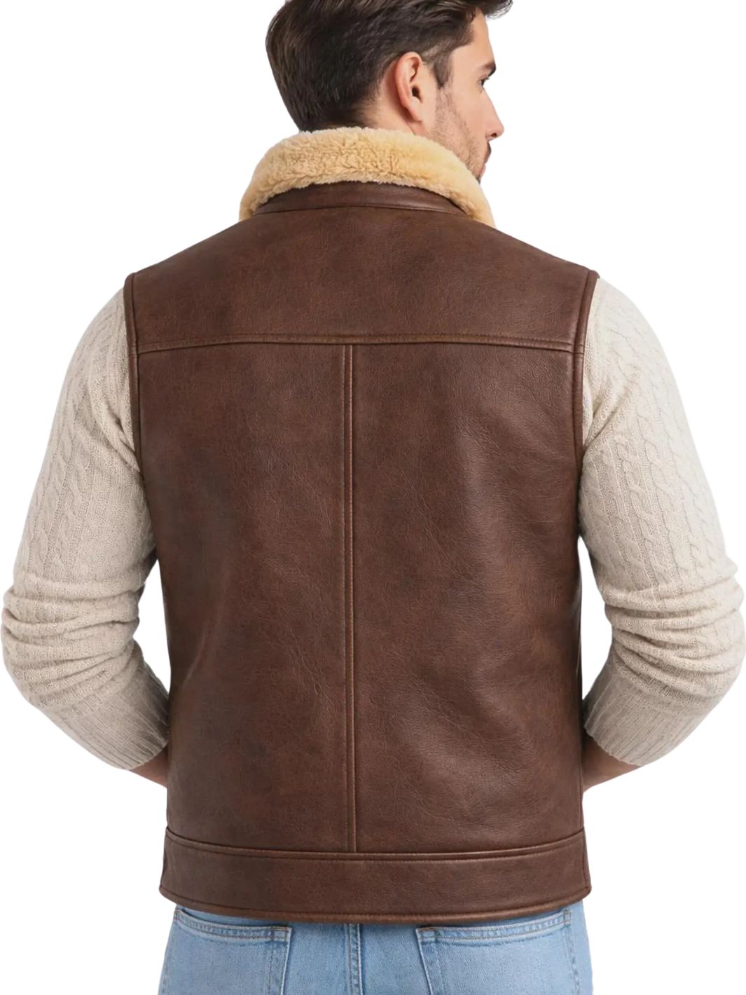 Leather Vest with Shearling Lining